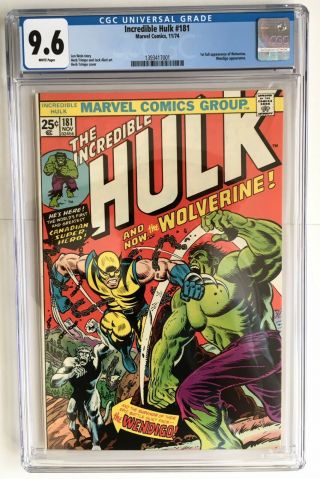 Incredible Hulk 181 Cgc 9.  6 1 St Wolverine,  Hulk Battle Cover Stan Lee.  Herb 2