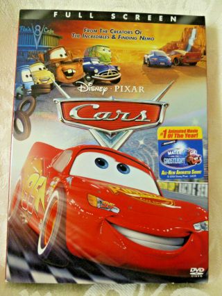 Disney Pixar Cars Full Screen W/ Slipcover 2006 Dvd Movie Lightning Mcqueen
