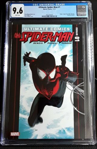 All Spider - Man 1 (2011) Miles Morales Ultimate Comics Htf Cgc 9.  6