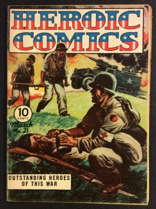 Heroic Comics 23 Comic Book Golden Age 1944 Famous Funnies 10 Cent War Heroes