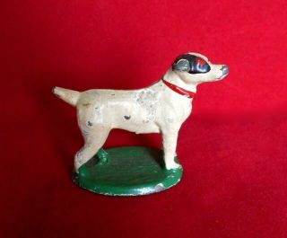 Unusual Old Solid Metal Small Rat Terrier Figurine C1930s Enamel Dog
