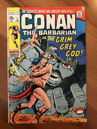 Conan The Barbarian 3 (1970) Marvel Bronze Age Comic Higher Grade Barry Smith