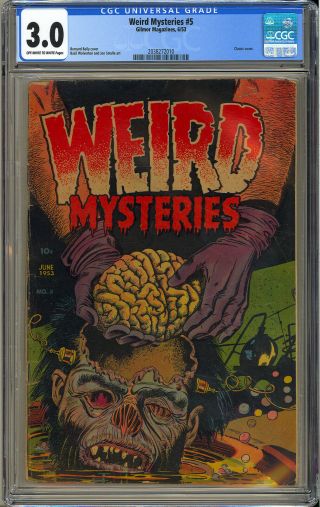 Weird Mysteries 5 Classic Brain Cover Pre - Code Horror Comic 1953 Cgc 3.  0