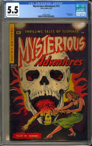 Mysterious Adventures 13 Classic Skull Cover Pre - Code Horror Comic 1953 CGC 5.  5 2