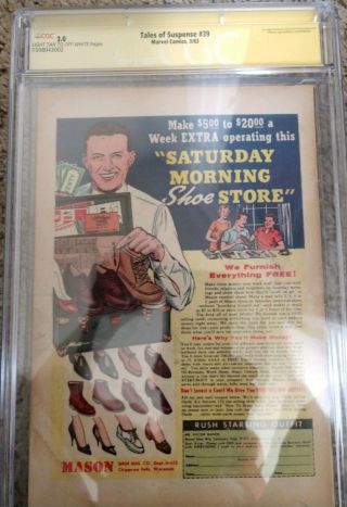 Tales of Suspense 39 Signed by Stan Lee,  CGC 2.  0 7