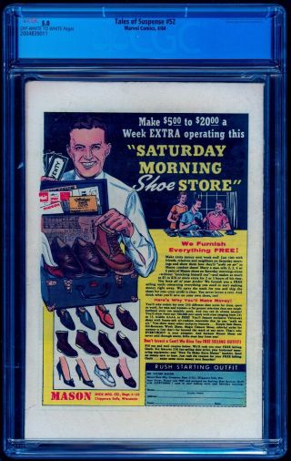 TALES OF SUSPENSE 52 CGC 5.  0 OW WHITE 1ST FIRST BLACK WIDOW MOVIE COMING 2