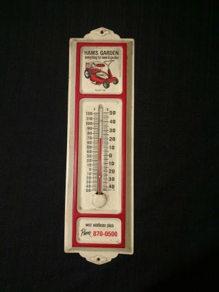 Vintage Lawn Tractor Metal Sign Advertising Thermometer