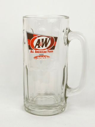 2003 A&w All American Food Glass Cup Mug Stein Tall Dimples Root Beer