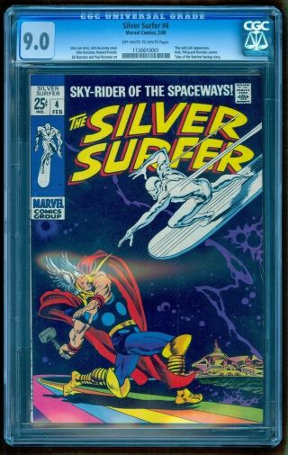 Silver Surfer 4 Cgc 9.  0 Ow/white Gorgeous Unpressed Looks Better Than 9.  2