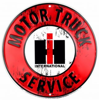 International Harvester Motor Truck Service Embossed Metal 12 " Circle Sign