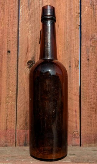Unmarked Western Antique Liquor/whiskey Bottle Amber Glass Inyo Co.  Dig Calif