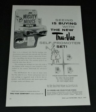Vtg 1959 Tru - Vue Mighty Mouse 3 - D Viewer Toy Print Ad