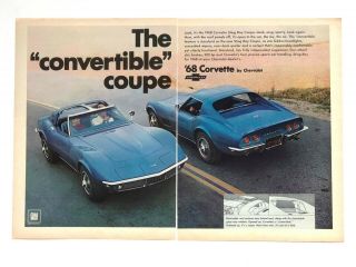 1968 Chevrolet Corvette Advertisement Sting Ray Convertible Coupe Vtg Print Ad