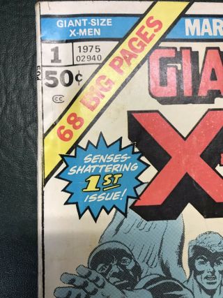(1975) Giant - Size X - Men 1 1st X - Men Team 2nd Full Wolverine Unrestored 5