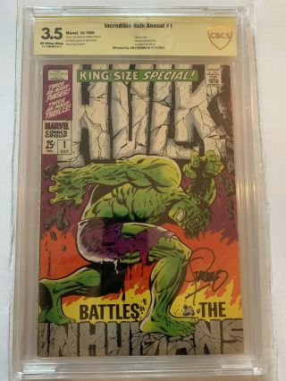 Incredible Hulk Annual 1 Cbcs 3.  5 Signed By Jim Steranko - Silver Age 1968