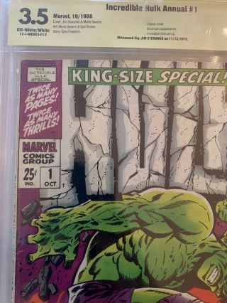 Incredible Hulk Annual 1 CBCS 3.  5 Signed by Jim Steranko - Silver Age 1968 4