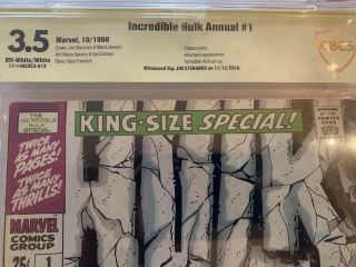 Incredible Hulk Annual 1 CBCS 3.  5 Signed by Jim Steranko - Silver Age 1968 7