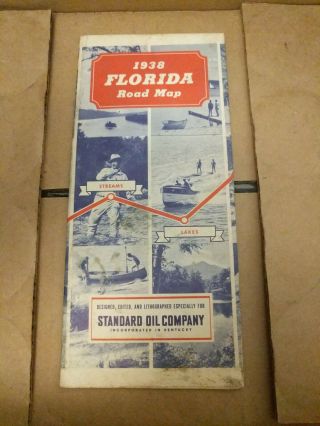 Vintage Standard Oil Florida Road Map 1938 Service Station Gas