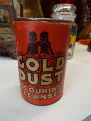 Gold Dust Twins Scouring Cleanser Tin Canister Can Black Americana
