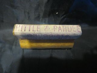 Antique Wood & Rubber Druggist Stamp Hittle & Pardee Clinton Mich Michigan