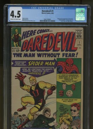 Daredevil 1 Cgc 4.  5 | Marvel 1964 | 1st Appearance/origin Daredevil Stan Lee