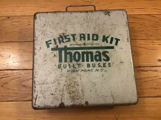 Old Vintage Metal First Aid Kit Thomas Built Buses High Point N.  C.