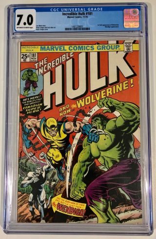 Incredible Hulk 181 Cgc 7.  0,  1st Full Appearance Of Wolverine,  Marvel Grail