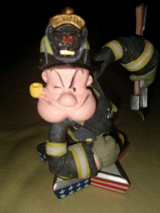 Popeye Salutes Fdny 9/11 Fireman 2002 Figurine 1627 Of 3600 Twin Tower Heros