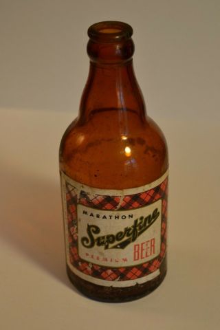 Vintage Marathon Brewing Company Superfine Premium Steinie Beer Bottle 12 Oz