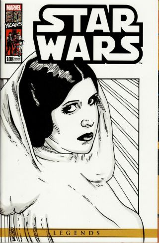 Star Wars 108 Blank Variant With Painted Princess Leia Sketch