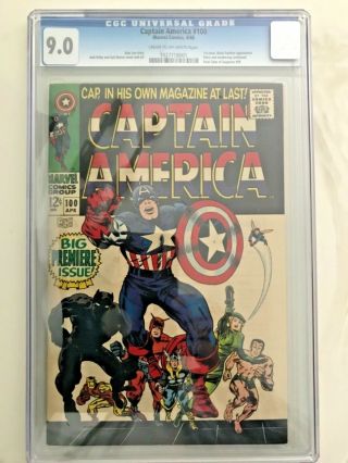 1968 Captain America Cgc 9.  0 100 Near Vf/nm Avengers