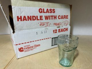 Coca Cola Set Of 12 Bell Soda Glasses 6 Oz.  Green Glass 1997