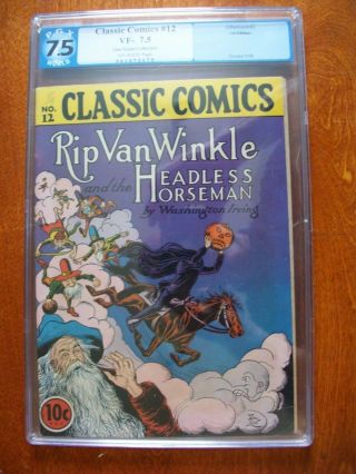 Classic Comics/ Classics Illustrated 12 Rip Van Winkle 1st Print {o} Pgx 7.  5