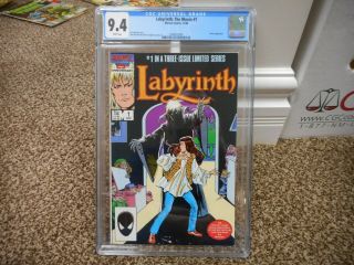 Labyrinth The Movie 1 Cgc 9.  4 Marvel 1986 White Pgs Nm David Bowie 1st Seri