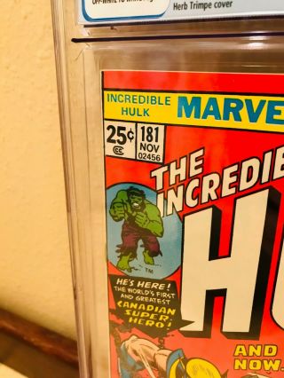 Incredible Hulk 181 CGC 9.  8 NM/MT MEGA KEY FIRST WOLVERINE 3