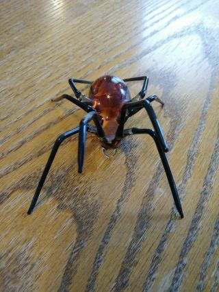 Murano Blown Glass Spider Black and Brown 2