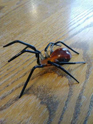 Murano Blown Glass Spider Black and Brown 3