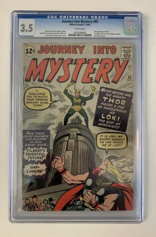Thor (1st Series Journey Into Mystery) 85 1962 Cgc 3.  5 White Pages First Loki