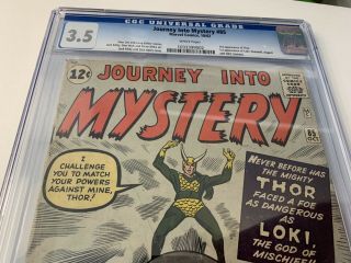 Thor (1st Series Journey Into Mystery) 85 1962 CGC 3.  5 WHITE Pages First Loki 3