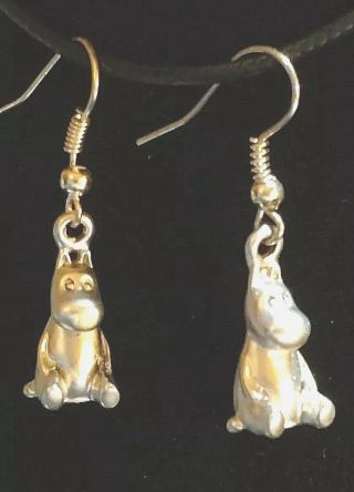 Hippopotamus Baby Fiona Hippo Tiny Silver Alloy Hook Earrings Jewelry