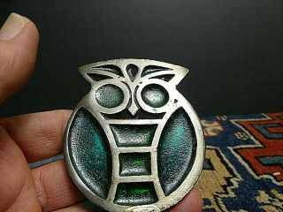 Vintage Counterpoint S.  F.  Metal Stained Glass Resin MCM Owl Bell 4