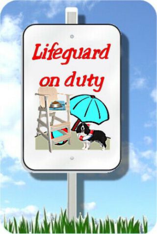 English Springer Spaniel Lifeguard On Duty Sign Novelty Metal Pool Yard Dog