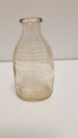 Vintage Phenix Glass Baby Bottle - Milk Bottle - 4 Oz Glass Bottle - Embossed Rib