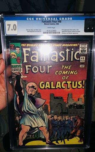 Fantastic Four 48 Cgc 7.  0 1st Silver Surfer & Galactus White Pages Looks 8.  0