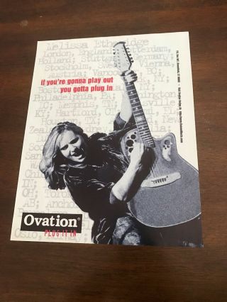 1997 Vintage 8x11 Print Ad For Ovation 12 String Guitars With Melissa Etheridge