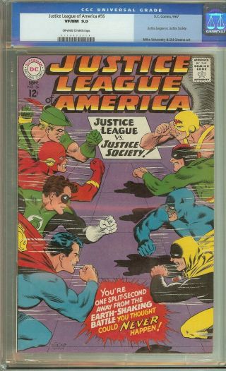 Justice League Of America 56 Cgc 9.  0 Dc Comic Vs Jsa Old Label