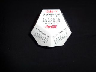 Coca Cola Calendar 1980 Plastic 12 Month Vintage Coke Is.  Desk Top