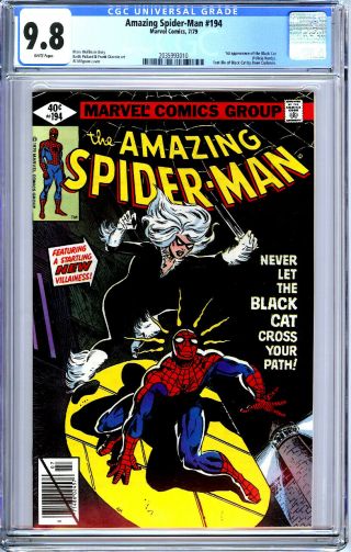 Spider - Man 194 Cgc 9.  8 White Pages 1st Black Cat 1979