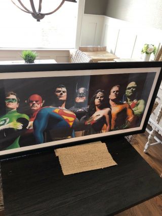 Justice League Seven Fine Art Lithograph Signed Alex Ross Batman Dc 48”