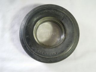 Antique Vintage Firestone Wide Oval Sports Tire Glass Ashtray